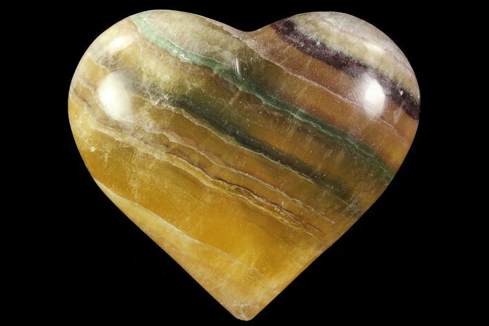 Polished Banded Fluorite Heart - Argentina #84182
